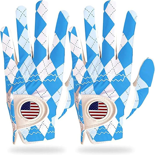 FINGER TEN Golf Gloves Men Right Handed Golfer Left Hand with Ball Marker 2 Pack Leather Breathable Comfortable Weathersof Grip Size Small Medium ML Large XL