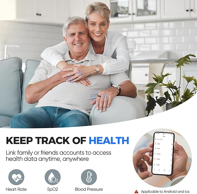Smart Ring with Sleep Monitoring, No APP Subscription, 10-Day Battery Life, Stress/Heart Rate/Women's Health Tracker, Android & iOS Compatible (Black, 10)