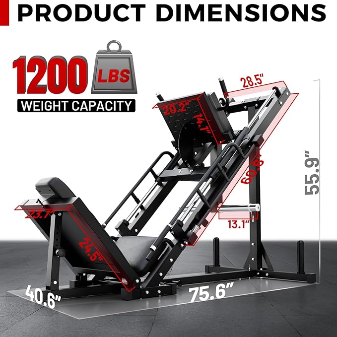 RitFit Leg Press Hack Squat Machine, Professional Adjustable Leg Press Machine for Home Gym with Linear Bearing, Specialty Hack Squat Machine for Full Lower Body Workout with Weight Storage Posts