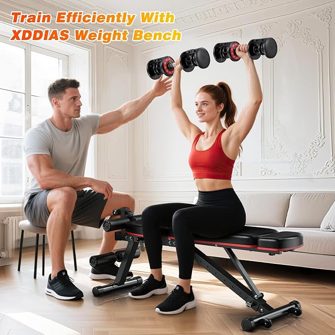 XDDIAS Adjustable Dumbbell Set of 2-25LB/55LB Set-1Sec Adjustable Dumbbell Weights-5 in 1 Free Weights Dumbbells Set with Effortless Tray/No-Slip Handle-Compact Size for Women/Men at Home Gym