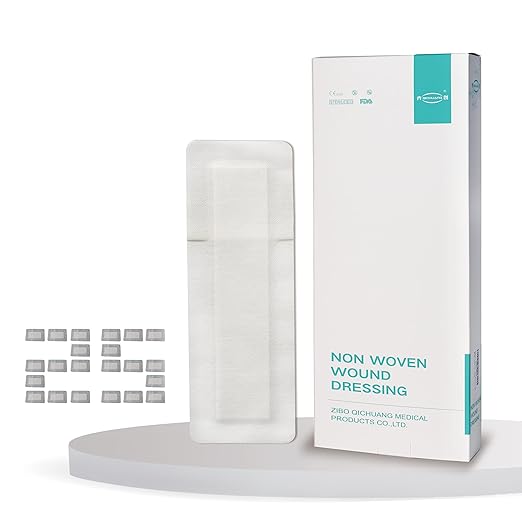 4X12 Inches Extra Large Sterile Adhesive Island Wound Dressing Bandages - Non Woven Bordered Gauze Pads, 25 Individually Pack,Medical Grade by QICHUANG(4X12INCHES-C25)