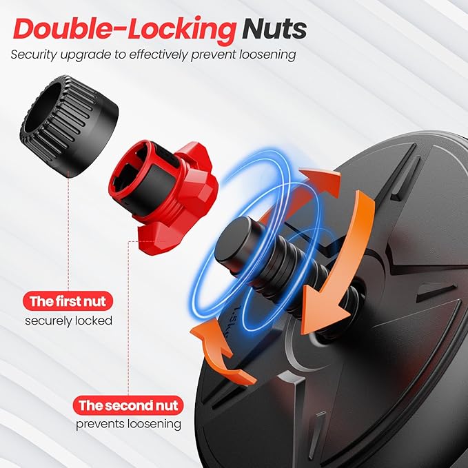 Adjustable Dumbbell Set, 55/70lbs Free Weights with Upgraded Nut, 4 in 1 Weight Set Used as Kettlebells, Barbell, Push Up Stand, Fitness Exercise for Home Gym Suitable for Men/Women