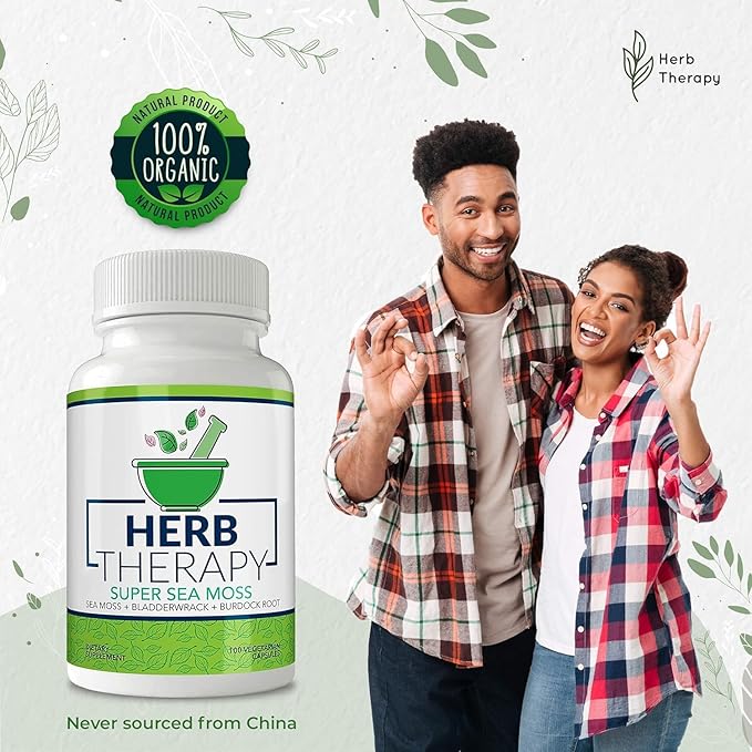 Sea Moss Capsules 100 Pack - Irish Sea Moss with Bladderwrack Powder & Burdock Root Powder - Keto & Alkaline Diet Support - No Fillers Seamoss Raw Supplement