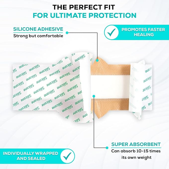 MedVance TM Silicone - Bordered Silicone Adhesive Foam Dressing Size 4" 12" w/Wings (2.4"x10.4" Pad), Box of 5 dressings