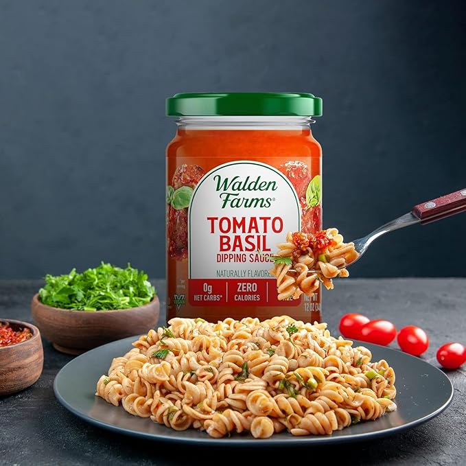 Walden Farms Tomato Basil Pasta Sauce – Zero Calorie, Sugar Free, Keto & No Carb Sauce for Pasta, Veggies & More – 12 oz Bottle