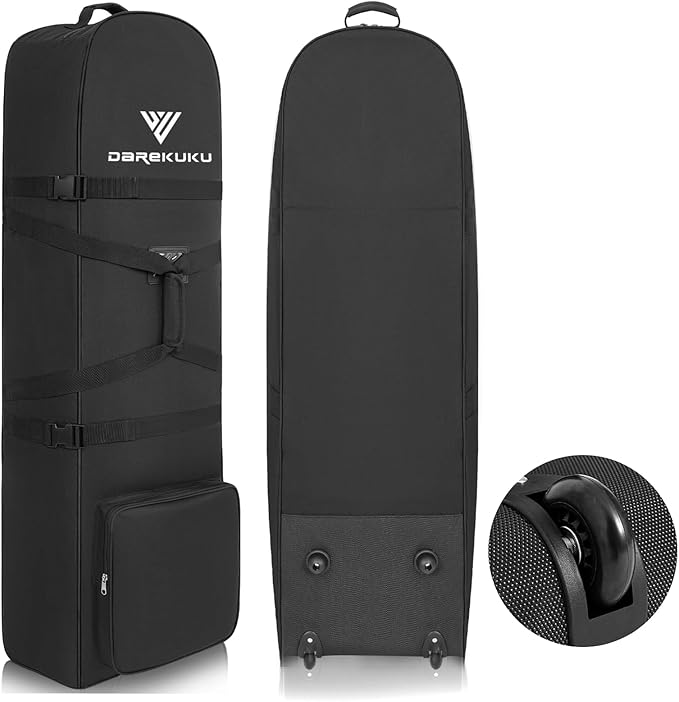 Golf Travel Bags for Airlines with Adjustable Support Rod and Detachable Shoulder Straps, Soft Foldable Golf Club Travel Covers, 900D Heavy Duty Oxford