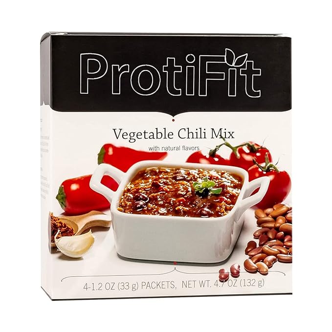 PROTIFIT - High Protein Vegetable Chili Mix, 12g Protein, Low Calorie, Low Carb, Low Fat, Low Sugar, Cholesterol Free, Ideal Protein Compatible, 7 Servings Per Box