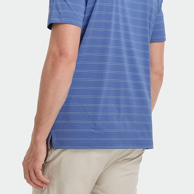 M MAELREG Golf Shirts for Men Moisture Wicking Striped Polo Performance Dry Fit Business Sports Mens Polo Shirts Short Sleeve