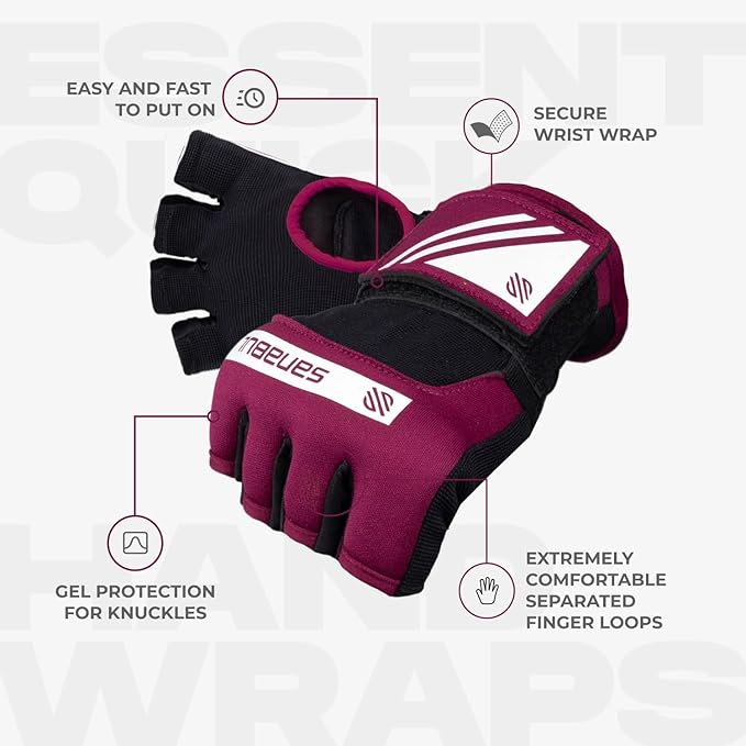 Sanabul Gel Boxing Hand Wraps for Men & Women Muay Thai MMA Kickboxing Quick Wraps Boxing Inner Gloves Wrist Knuckle Protection