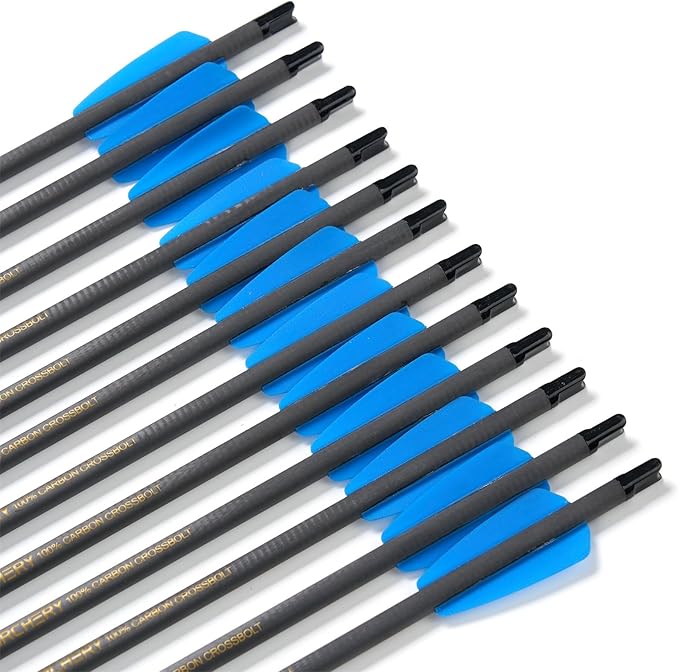 Crossbow Bolts 15 Inch Archery Carbon Crossbow Arrows with Moon Nocks Hunting Archery Arrows（12pcs
