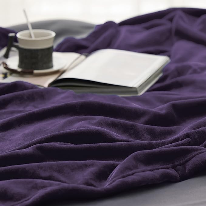 Bedsure Fleece Throw XL Blanket Purple - 300GSM Soft Lightweight Plush Cozy Blankets for Bed, Sofa, Couch, Travel, Camping, 50x70 inches