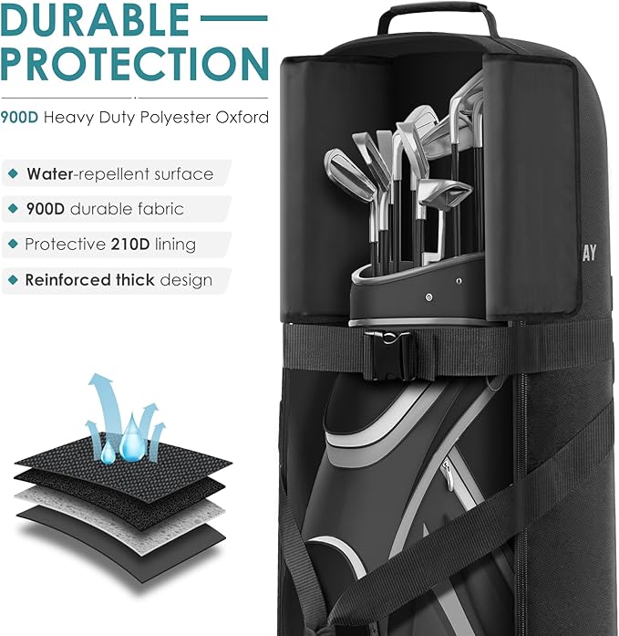 Findway Golf Travel Bag, Golf Travel Bag for Airlines with Wheels, 900D Heavy Duty Polyester Oxford Soft-Sided with Club Protection Liner, Universal Size