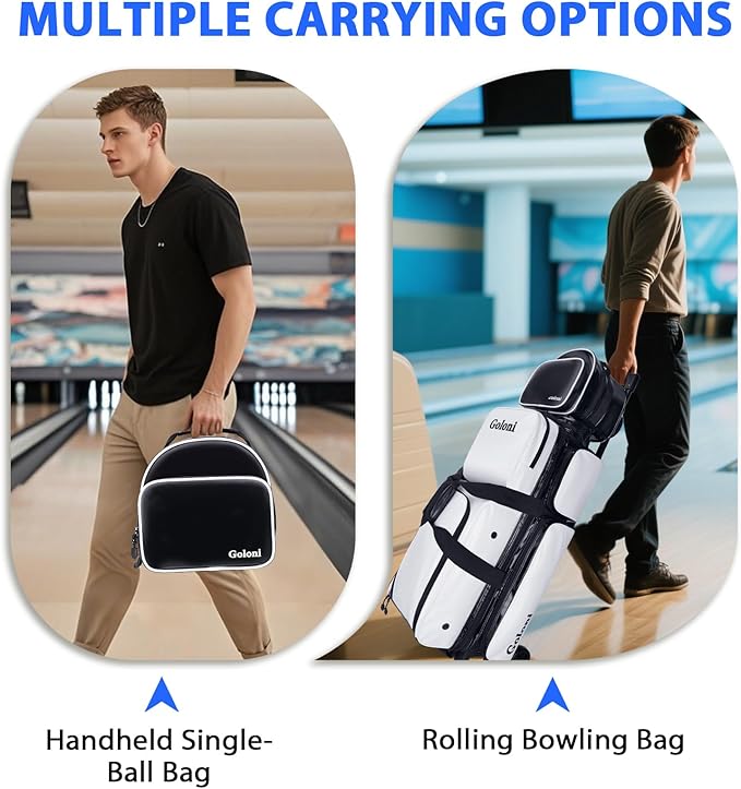 4 Ball Bowling Bags with Wheels,3 Ball Bowling Bag + 1 Ball Tote,Separate Shoe Compartment for Shoes (Up To US Men Size 16)