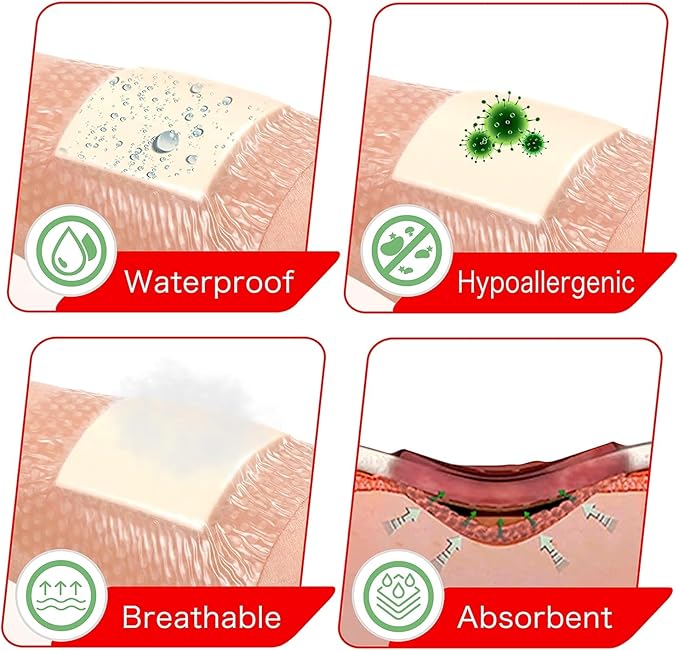 Silicone Foam Dressing with Adhesive Border – Wound Dressing Bandage – Silicone Foam Pad – Pack of 20 – 2 x 2 Inches Large Waterproof Bandages – Self Adhesive Wound Care and Dressings