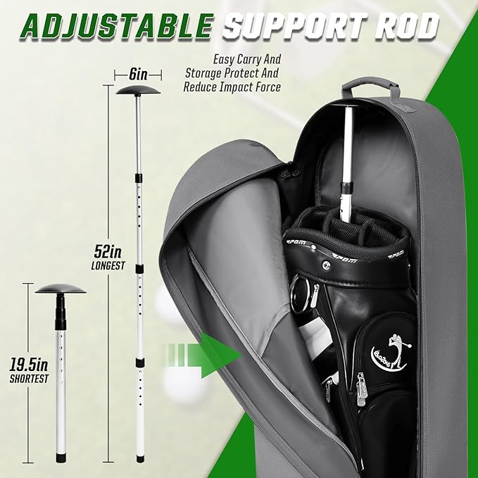 Golf Travel Bags for Airlines with Adjustable Support Rod and Detachable Shoulder Straps, Soft Foldable Golf Club Travel Covers, 900D Heavy Duty Oxford