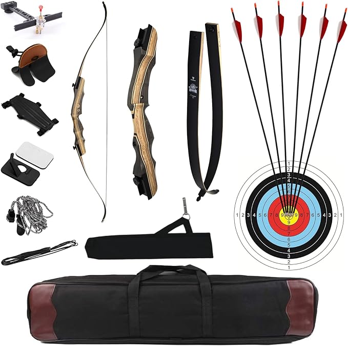 DEERACE Takedown Recurve Bow and Arrow Set 62" Classic Traditional Wooden Bow for Adults Youth Beginner Hunting Targeting Archery