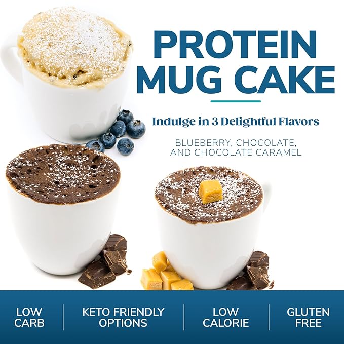 WonderSlim Protein Mug Cake, Blueberry, 7g Fiber, Low Sugar, Gluten Free, Keto Friendly & Low Carb (7ct)