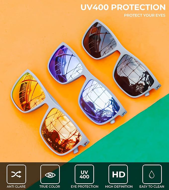 KALIYADI Polarized Sunglasses for Men, Lightweight Sun Glasses with UV Protection for Driving Fishing Golf