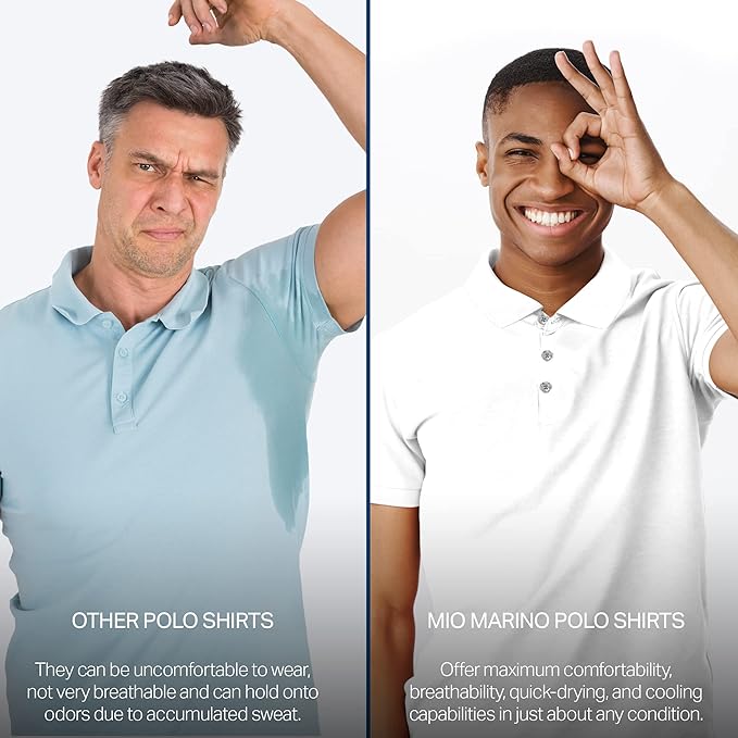 Mio Marino Golf Polo Shirts for Men - Dry Fit - Ultra-Thin Breathable Fabric
