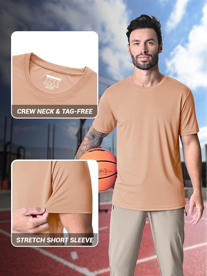 MAGCOMSEN Men's Short Sleeve UPF 50+ T-Shirt Quick Dry Rash Guard Athletic Running Swim Top Tee Performance Water Shirts