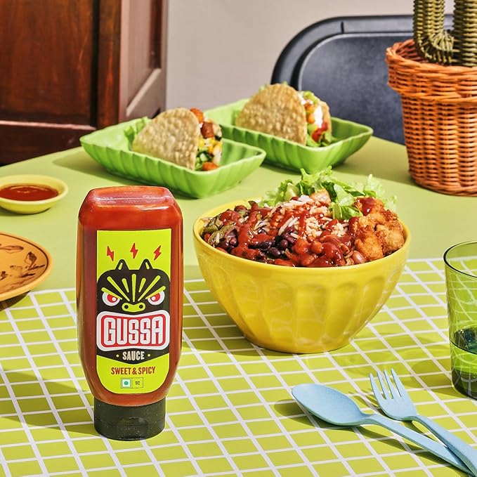 GUSSA Sauce 16 oz - Sriracha Style Sweet & Spicy Sauce - Perfect for Burgers, Wraps, Chicken Wings, Tacos, Salads, Noodles & More. Vegan, Non-GMO, No Preservatives, Gluten-Free, BPA-Free.