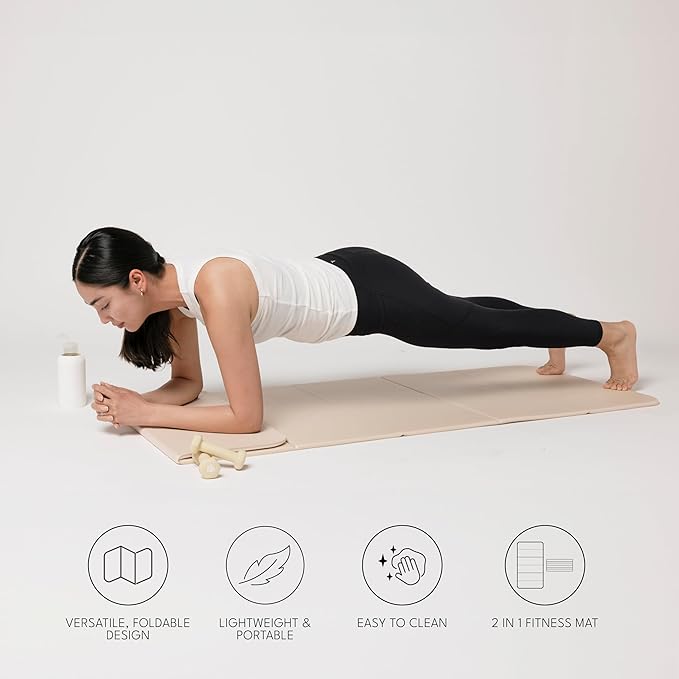 Foldable Multi-Purpose Fitness & Yoga/Pilates Mat, Workout Mat with Non-Slip Surface, Portable & Lightweight, For Studio or Home Use, As Seen on Shark Tank