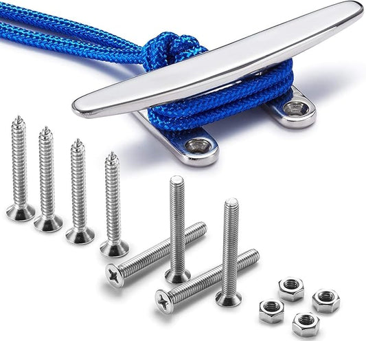 Boat Cleat Open Base Boat Cleat, Dock Cleat All 316 Stainless Steel Boat Mooring Accessories, Free Installation Accessories Screws(4/5 /6/8 inch)
