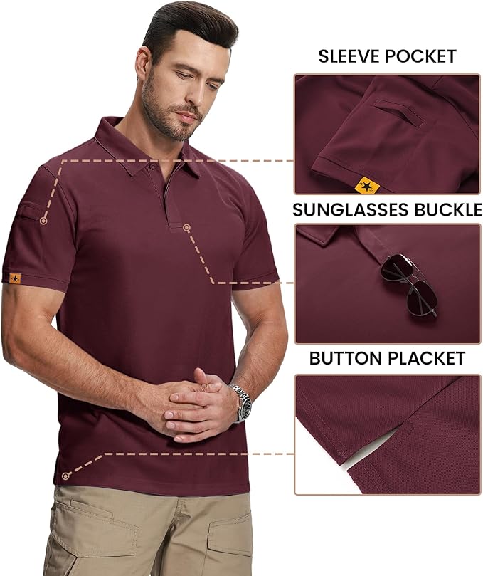 ZITY Mens 2 Pack Polo Shirts Short Sleeve Performance Sports Golf Shirt for Men Tactical Shirt