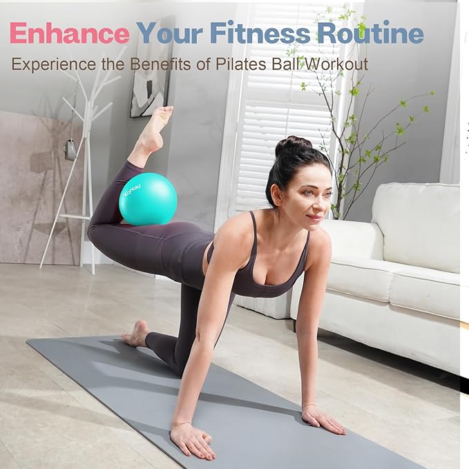 Small Exercise Ball, 9 Inch Mini Pilates Ball, Anti Burst and Slip Resistant Mini Yoga Ball for Stability, Fitness, Physical Therapy, Stretching & Core Strength Workout at Home Gym & Office