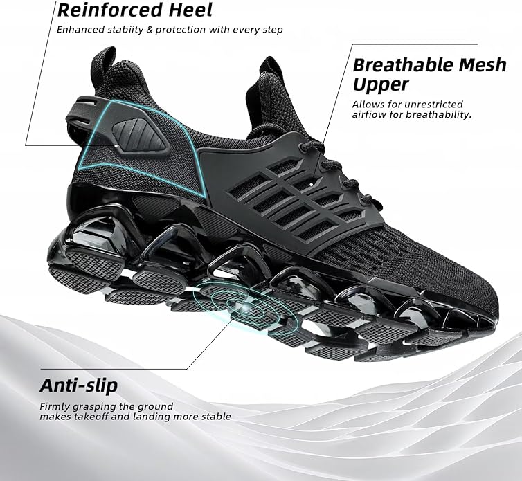 Mens Slip on Walking Running Shoes Blade Tennis Casual Fashion Sneakers Comfort Non Slip Work Sport Athletic Trainer