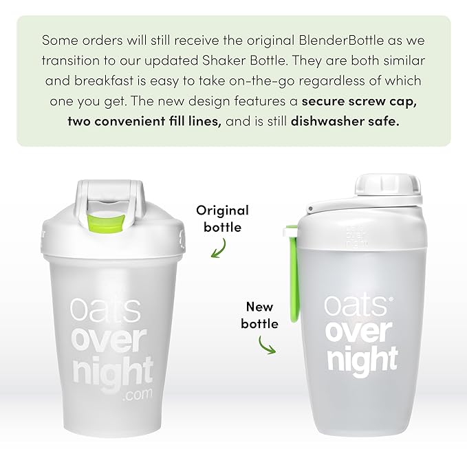 Oats Overnight Vegan Variety Pack - High Protein, High Fiber Breakfast Protein Shake - Gluten Free Oatmeal, Non GMO Protein Oatmeal - Banana Bread, Blueberry Cobbler & More (8 Pack + Shaker Bottle)