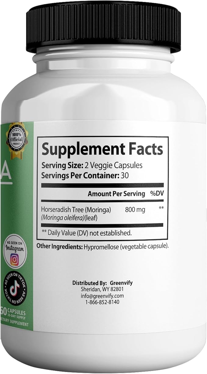 Modern Remedies Pure Moringa Max Leaf Powder Supplement, 800mg, 60 Capsules, Extra Strength for Mood, Sleep and Joint Support, Gluten Free (2)