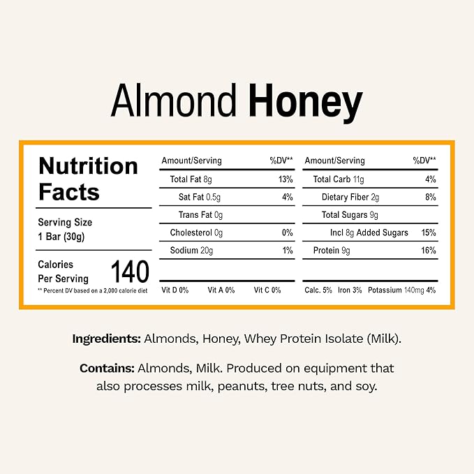 Rise Bar Rise Minis, Mini Protein Bars, Almond Honey, 24 Snack-Size Protein Bars, 1.05 oz (30 g) Each