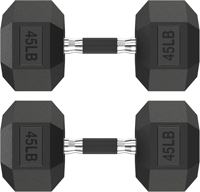 Hex Dumbbell Set 2.5-400 lb, Rubber Encased Exercise & Fitness Dumbbells, Weights Dumbbells Set of 2, Hand Weight for Strength Training