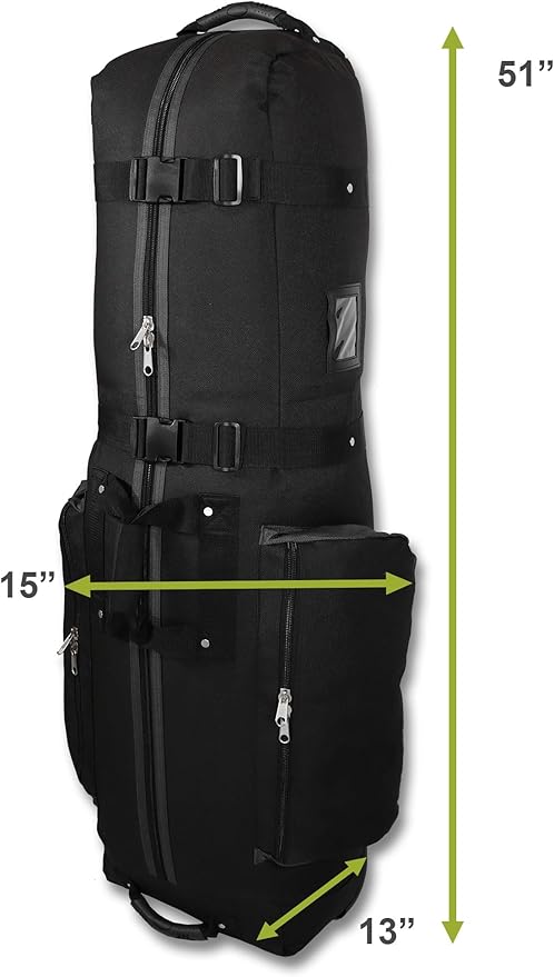 CaddyDaddy Constrictor Soft-Sided Golf Travel Bag Cover with Thick Dense Foam Padded Top 1 Year Full Travel Bag Replacement Coverage | Wheels & Lockable Zippers Case for Transporting Clubs on Airlines