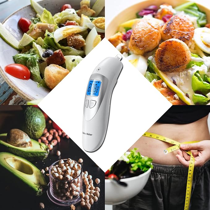 Ketosis Meter Portable Ketosis Breath Tester for Testing Ketosis - Home Ketone Breath Analyzer Professional Ketone Breath Meter - Accurately Monitor Ketonsis in Your Breath with 10 Mouthpieces
