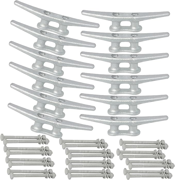 6/8/10/12/14 inch Dock Cleats With Bolts,Hot Dipped Galvanized Cast Iron Boat Cleats,Rope Cleat Boat Dock Cleats for Boat Docks,Decks,Piers for Tying up Boats,Marine Decor(1,2,4,5,6,8,10,12 Pack)