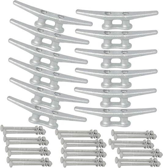 6/8/10/12/14 inch Dock Cleats With Bolts,Hot Dipped Galvanized Cast Iron Boat Cleats,Rope Cleat Boat Dock Cleats for Boat Docks,Decks,Piers for Tying up Boats,Marine Decor(1,2,4,5,6,8,10,12 Pack)