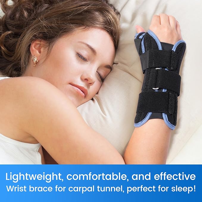 Velpeau Carpal Tunnel Wrist Brace with Thumb Stabilizer Night Support, Completely Stabilizes Wrist Thumb Joint, Pain Relief for Tendonitis, De Quervain's Tenosynovitis, Arthritis (Reg, Left Hand-L)