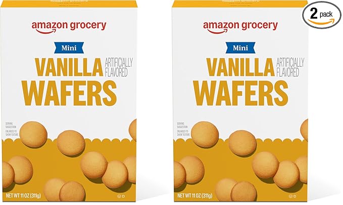 Amazon Brand - Happy Belly Mini Vanilla Wafers, 11 ounce (Pack of 2)