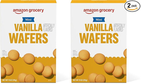 Amazon Brand - Happy Belly Mini Vanilla Wafers, 11 ounce (Pack of 2)