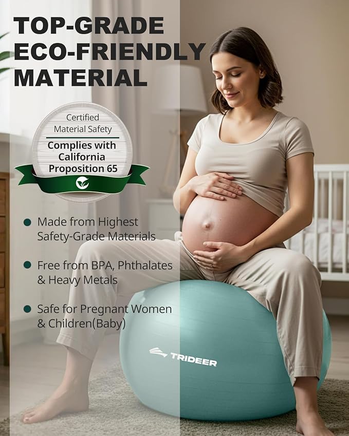 Trideer Yoga Ball – Anti-Burst Exercise Ball for Pregnancy, Office, Birthing, Stretching & Core Workout – Home Gym & Therapy