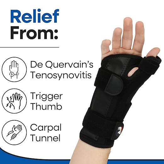 Thumb Splint & Wrist Brace | Carpal Tunnel Wrist Splint with Trigger Thumb Brace Spica | Stabilizer & Support For Tendonitis Pain, Arthritis, CMC, Tenosynovitis, De Quervain Women Men LARGE, RIGHT HAND