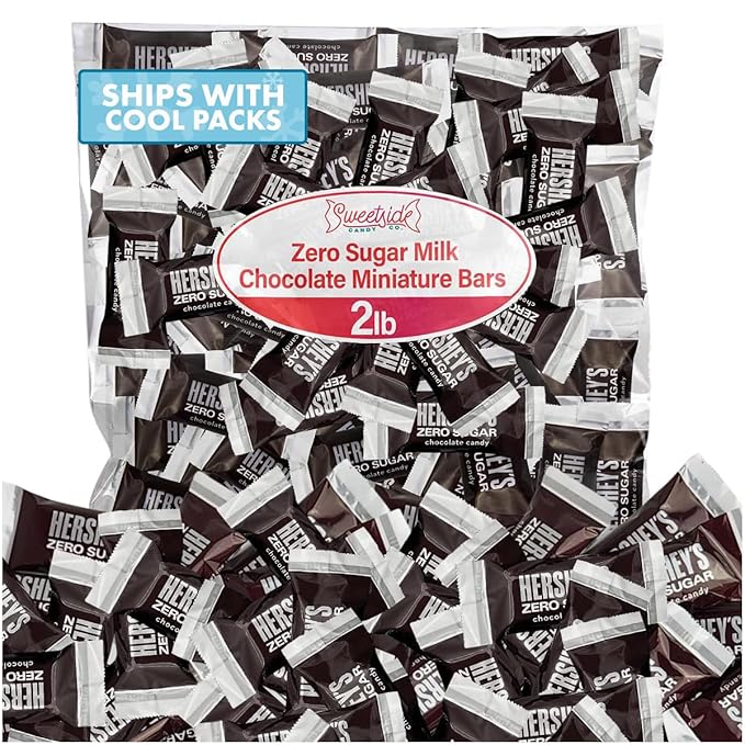 Zero Sugar Milk Chocolate Miniature Bars Candy Individually Wrapped Bulk for Melt in Your Mouth Indulgence - Free Mini Bites for On the Go, 2lb