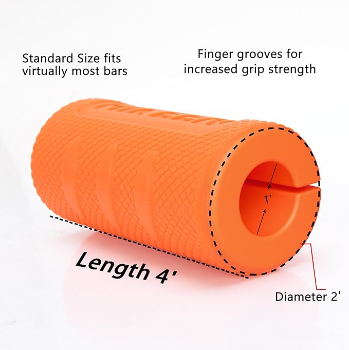 Hikeen Thick Bar Dumbbell Grips,Non Slip Hard Rubber Barbell Grips,Grips for Weight Lifting, Muscle Building-1.77", 2", 2.25" & 2.75" Outer Diameter