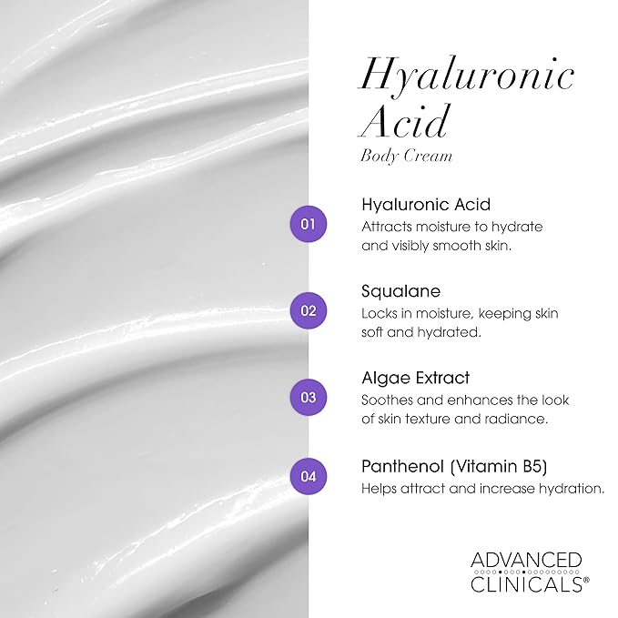 Advanced Clinicals Hyaluronic Acid Moisturzier + Brightening Vitamin C Cream 2pc Skincare Set For Women & Men | Face Moisturizer & Body Cream Helps Improve Look Of Crepey Skin & Uneven Skin Tone, 2pc