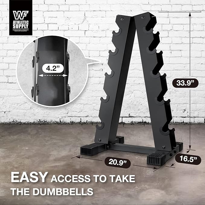 WF Athletic Supply 200Lb Dumbbell Set, 10-30Lb Dumbbell Set with A Frame Storage Rack for Muscle Toning, Strength Building & Weight Loss - Multiple Choices Available