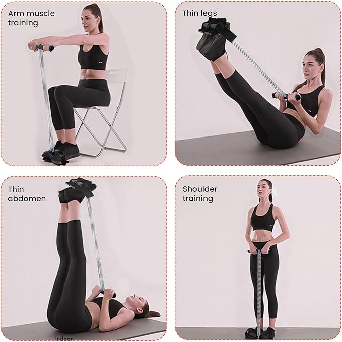 Pedal Puller Resistance Bands with Single Spring – Durable Sit Up Equipment for Home Gym, Strength Training for Abs, Legs, Chest – Portable Full-Body Workout Gear