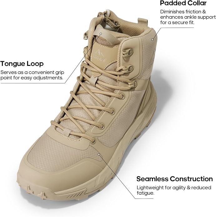 NORTIV 8 Men's Military Tactical Boot Lightweight Comfortable Boots for Work All Day Side Zipper Motorcycle Combat Hiking Boots Metrostrike(8-9 Inches)
