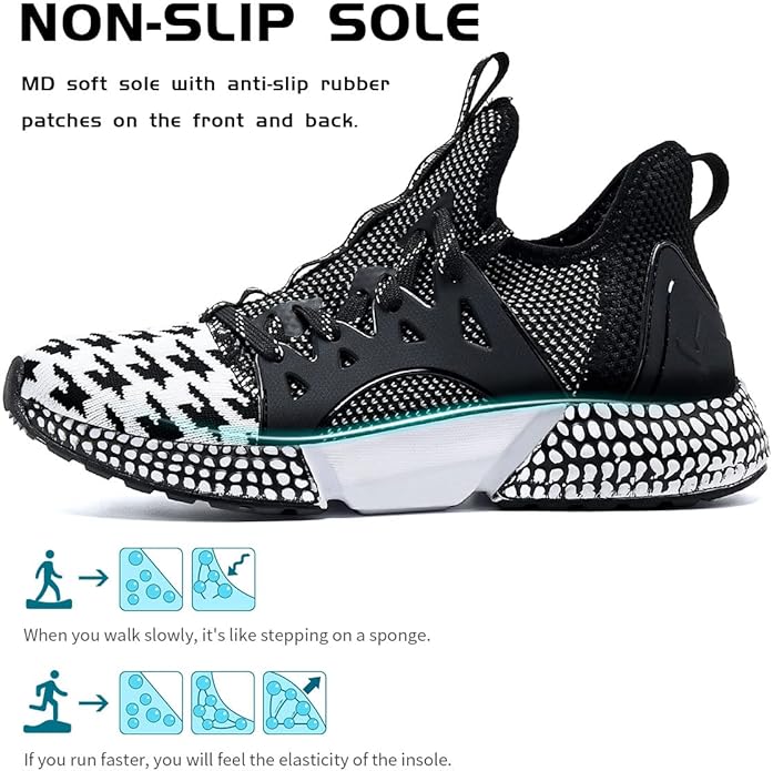 WETIKE Boy's Shoes Mesh Slip on Lightweight Running Sneakers
